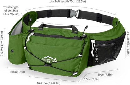 INOXTO Slim Running Belt Fanny Pack for Women and Men Sports Waist Bag Pack for Running Walking Cycling Hiking Reflective Running Pouch Belt for All Phones(Army green)