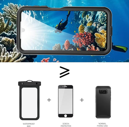 Waterproof Case Compatible with Samsung Galaxy A17 5G, Fully Sealed Underwater IP68 Waterproof Shockproof Dustproof Full-Body Protective Clear Cover Built-in Screen Protector. (Black)