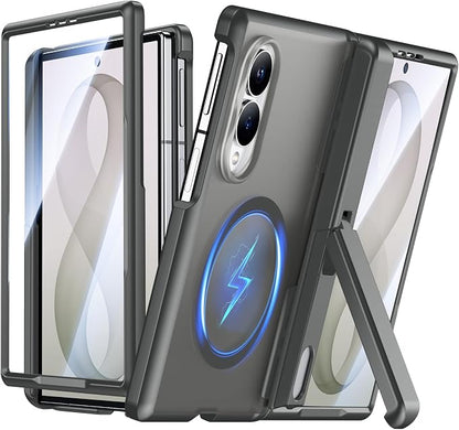 SPIDERCASE for Samsung Galaxy Z Fold 8 Case,Built-in [Screen Protector] [Hinge Protection] [Kickstand] Full Body Protective Phone Case for Galaxy Z Fold 8 - Gray