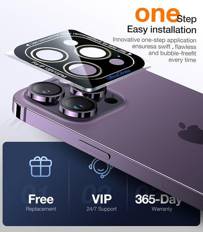UltraGlass UNBREAK TOP 9H+ Glass for iPhone 14 Pro Max/14 Pro Lens Protector [Military Grade Shatterproof & Longest Durable] Camera Lens Protector 14 Pro/ 14 Pro Max Tempered Glass,White Titanium