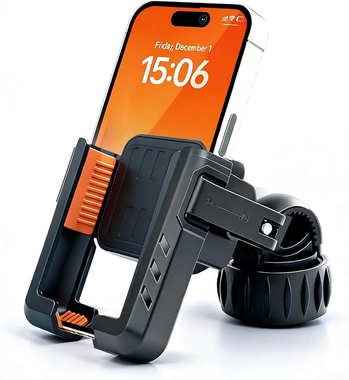 Motorcycle Phone Mount, [No Block Camera] Bike Phone Holder Mount, [Silicone Wrapped] Handlebar Cell Phone Mount for Bike/Scooter/ATV, Fits iPhone 16/15/14/13 Pro Max & 4.7"-6.8" Phones, Black