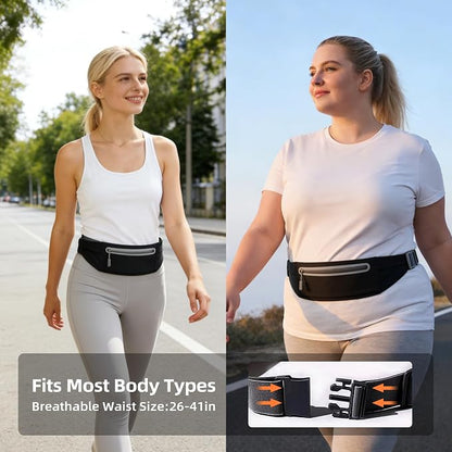 Slim Running Belt for Men Women - No-Bounce Phone Holder Waist Pack, Runners Fanny Pack with Sweat-Proof Pocket ，Travel Money Pouch for Gym/Hiking/Cycling (Light Black)
