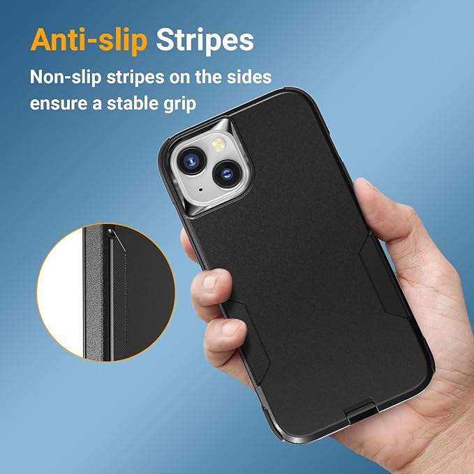 jaroco for iPhone 13 Case & iPhone 14 Case & iPhone 15 Case [Heavy Duty Protection][Compatible with MagSafe][Military Grade Drop Protection][Shockproof] with Non-Slip Removable Phone Cover 6.1''-Black