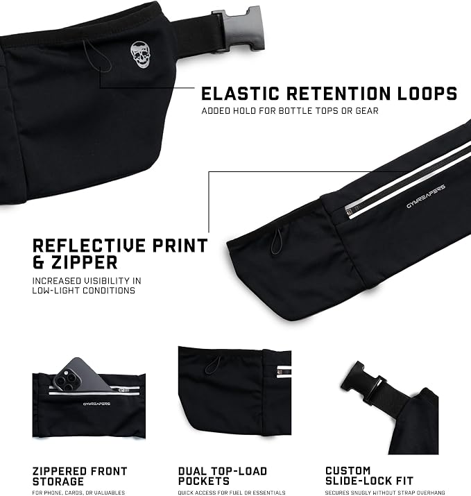 Gymreapers Stryda Running Belt Fanny Pack For Women & Men - Phone Holder Waist Belt Gifts For Runners, Joggers, Sports & Gym Workout - Lightweight Adjustable Waist Pouch For Running Gear Accessories