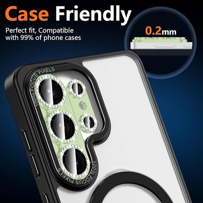 for Samsung Galaxy S26 Ultra Camera Lens Protector, Electroplated Matte Back with 9H Tempered Glass Lens Protector, [Strong Adsorption] [Case-Friendly] Metal Ring HD Lens Cover, Green Diamond