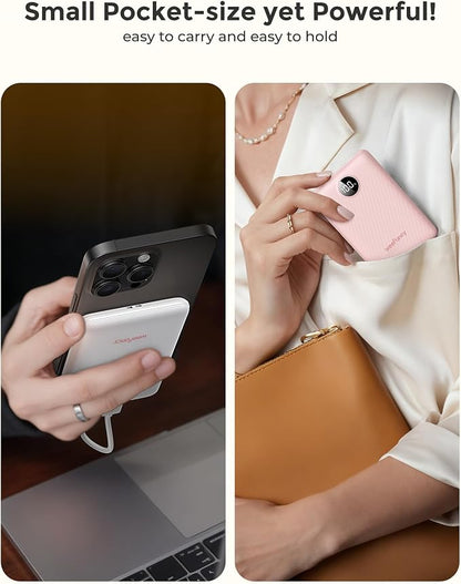 Small Portable Charger 10000mAh, Mini Power Bank with LED Display, 20W Fast Charging USB-C Battery Pack, Compact Travel Charger Compatible with iPhone 17/16/15/14, Samsung S25/24, Android, etc