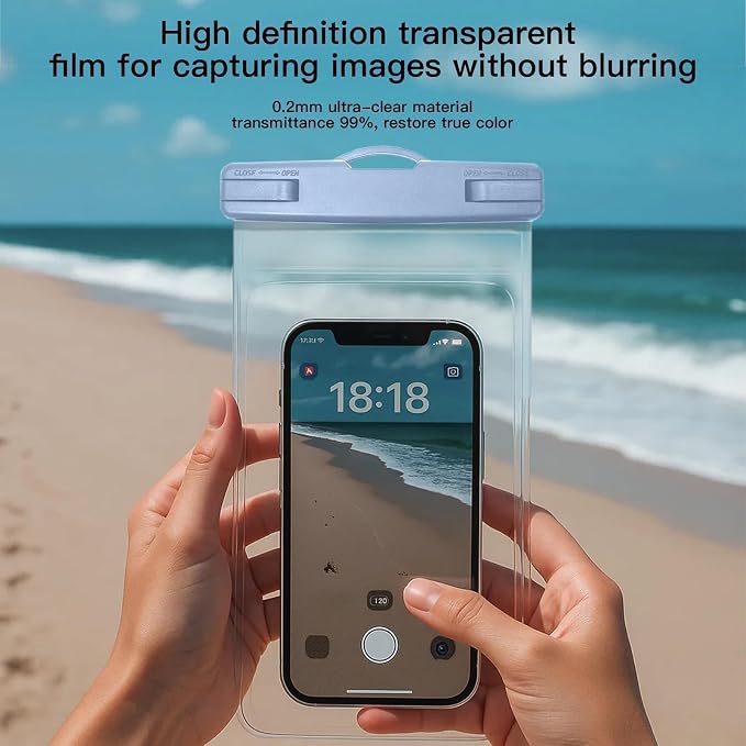 1/2 Pack Waterproof Phone Pouch Compatible with iPhone 17 16 15 Pro Max & Galaxy S24+/S23 7in Waterproof Phone Case with Lanyard,IPX8 Beach Travel Must Haves, Beach Essentials, Sky Blue, 1 Pack