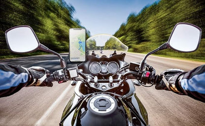 Motorcycle Phone Mount for Rearview Mirror, Metal Motorbike Phone Holder Smartphone Holder Mount 360° Rotation Adjustable, Universal for 6mm-10mm Diameter Scooter Motorcycle Mirror