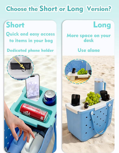 Top Cup Phone Holder Tray Storage Lid for Stanley Compatible with Bogg Bag XL Cover, Cup Organizer Holder Waterproof Silicone Multifunctional Storage Box for Outdoor Beath Camping Travel (Green, L)