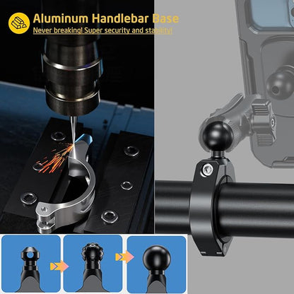 iMESTOU Waterproof ATV Phone Mount with Aluminum 1" Ball Large Clamp Mount Adapter Fits for ATV UTV 1.5''/1.75''/1.85''/2''/2.1'' Handlebars, Suitble for 5.5"-6.8" Smartphones (Size L)