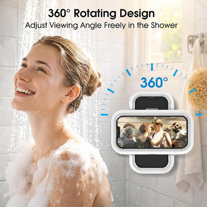 Shower Phone Holder, Waterproof 480° Adjustable Wall Mount Bathroom Stand, Touch-Friendly Anti-Fog Case for 4–7 Inch Phones