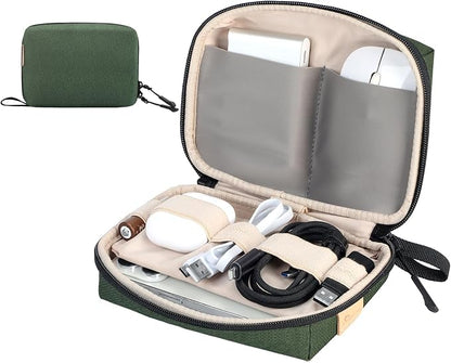 SIMTOP Electronics Travel Organizer, Compact Charger Case | Soft padded polyester helps protect cables, power banks, adapters and earbuds from light splashes and daily scratches