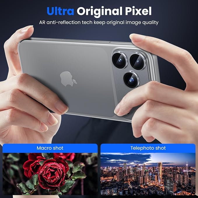 WSKEN for iPhone 17 Pro Max Camera Lens Protector, [Military Grade Shatterproof] [Strong Adhesion] Metal Aluminum Alloy Tempered Glass Camera Screen Protector, Grey Titanium