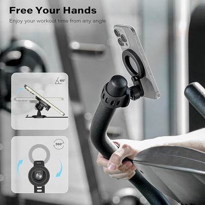 A2C Phone Holder for Peloton Bike, Stroller Phone Holder with Strong Magnets, Rotatable & Foldable Magnetic Phone Mount for Shopping Cart, Treadmill, Exercise Bike, Compatible with iPhone & Android