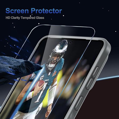 RMOCR for Samsung Galaxy S25 Edge Case with Screen Protector+Lanyard Wrist Strap,Magnetic Translucent Matte Rugged Slim Phone Cover Built in Invisible Kickstand [Fit for MagSafe],2025 Grey