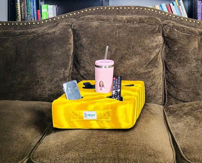 Cup Cozy Deluxe Pillow (Yellow) As Seen on TV -The World's Best Cup Holder! Keep Your Drinks Close and Prevent Spills. Use it Anywhere-Couch, Floor, Bed, Man cave, car, RV, Park, Beach and More!