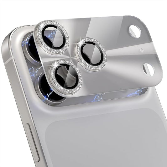 Choiche Compatible for iPhone 17 Pro Camera Lens Protector, Bling Camera Cover with 9H Tempered Glass Lens Screen Protector Metal Ring Decoration Accessories 6.3-inch (Light-Black)