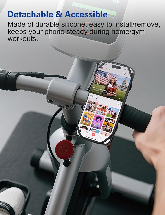Bike Phone Holder, Motorcycle Cell Phone Mount- 360° Rotatable, Silicone Bicycle Phone Mount for Motorcycle Bicycle Scooter, for 15 Pro Max / 14/13, S10 and More 4.7-6.8" Phone