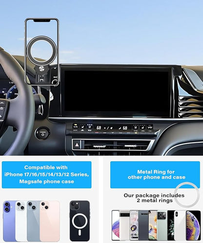 Car Phone Holder for Toyota Camry 2025 2026 Accessories Apply to 12.3 Inch Touch Screen Fixed Clip MagSafe Cell Phone Mount Hands-Free 360° Rotation