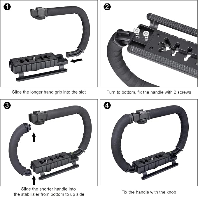 3-Shoe DSLR/Mirrorless/Action Camera Camcorder Phone Stabilizer Expansion Cage Mount Moviemaking Holder Rig YouTube Tiktok Vlogging Video Kit Compatible with GoPro Canon Nikon Sony iPhone Android