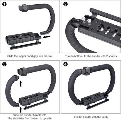 3-Shoe DSLR/Mirrorless/Action Camera Camcorder Phone Stabilizer Expansion Cage Mount Moviemaking Holder Rig YouTube Tiktok Vlogging Video Kit Compatible with GoPro Canon Nikon Sony iPhone Android