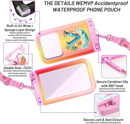 Personalized Initial Waterproof Phone Pouch Case - IPX8 Cellphone Dry Bag with Lanyard for iPhone 16/15/14/13/12 Pro Max (6.1–6.9"), Beach & Cruise Ship Essentials with Monogrammed Design (Pink, V)