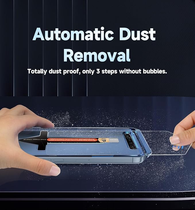 Compatible with iPhone 13 Pro Max Screen Protector HD Clarity With Automatic Dust Removal and Easy Installation Tool, 9H Hardness and Military Grade Shatterproof Tempered Glass