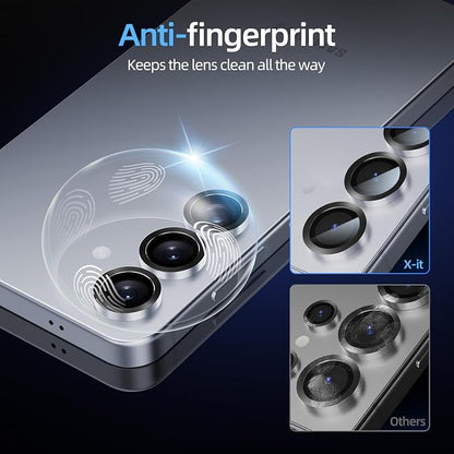 X-it Camera Lens Protector for Samsung S25, 9H Tempered Glass, Independent Metal Aluminum Edge Original Protection Design, Suitable for Phone Case, Anti-scratch, Anti-reflective,Blue