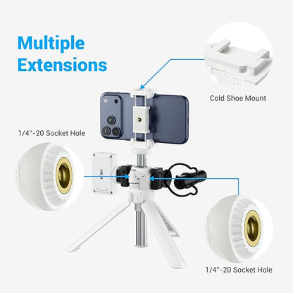 JJC 2 in 1 Extendable Mini Vlogging Tripod & Selfie Stick for Sony ZV-E10 II ZVE10 ZV-1F ZV1F ZV-1 II ZV1 RX100 VII A6100 A6400, Canon PowerShot V1 SX740 HS G7X Mark III II EOS R100 R50 R10 & More