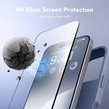 GONEZ Magnetic for iPhone 16 Pro Max Case, Compatible with MagSafe, Liquid Silicone Case, with Screen Protector + Camera Protector, Full Body Protective Shockproof Phone Cover 6.9", Lavender Gray
