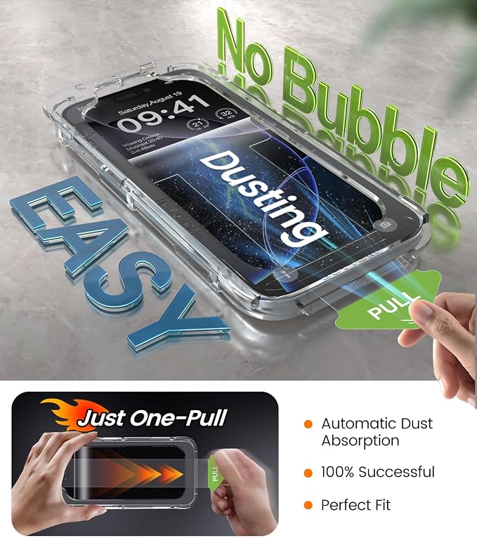 iGluz 4 Pack for iPhone 16 Pro Max Screen Protector with 2-Pack Camera Lens Protector[99.99%HD Clear][9H Tempered Glass][Bubble Free][Easy Installation][Smooth Touch][Anti-fingerprint],4+2 Protection