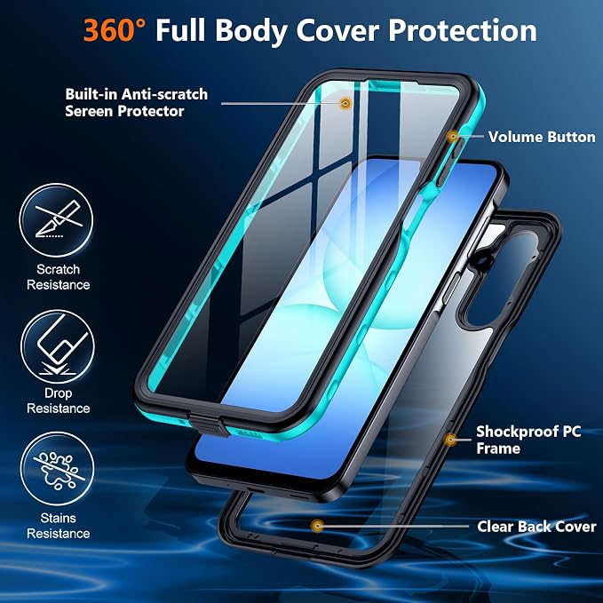 SPIDERCASE for Samsung Galaxy A17 Waterproof Case, IP68 Waterproof Case, Military-Grade Drop Protection, Full-Body Shockproof Dustproof Cover,Teal