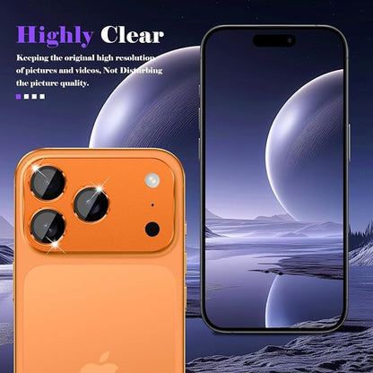 Camera Lens Protector for iPhone 17 Pro Camera Lens Protector [Strong Adsorption] [Not Easy to Break] Metal Tempered Glass Rear Camera Screen Cover - Orange