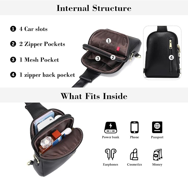 INICAT Small Sling Bag for Women Everyday & Travel Crossbody Bags Lightweight Cross Body Purses Vegan Leather