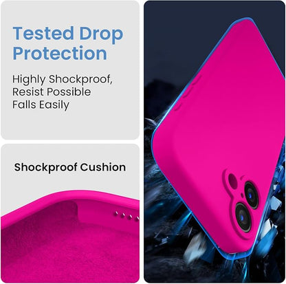 FireNova Designed for iPhone 16 Case, Silicone Upgraded [Camera Protection] Phone Case, Soft Anti-Scratch Microfiber Lining Inside, 6.1 inch, Hot Pink