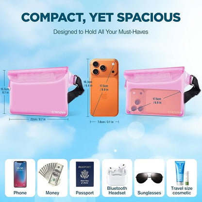 Waterproof Fanny Packs for Women, Sandproof Dry Bag for Beach, Water proof Pouch for Phone Passport Purse, Floating Waterproof Bags for Cruise Travel Water Park Boating Fishing Diving Surfing Kayaking