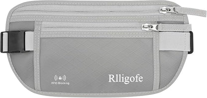 Money Belt for Travel Women and Men Hidden - Slim RFID Blocking Travel Wallet with Secure Anti-Theft Pouch, Passport Holder for Passport, Credit Cards, Cash Under Clothes