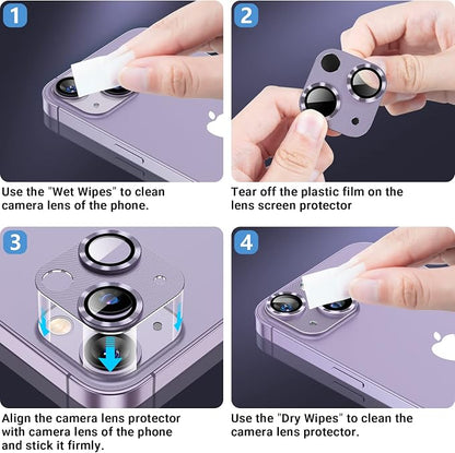 Korecase 2 Pack Camera Protector Compatible with iPhone 14/iPhone 14 plus Whole Piece 9H Tempered Glass Anti Scratch Dust Strong Adhesion full coverage Protective Black
