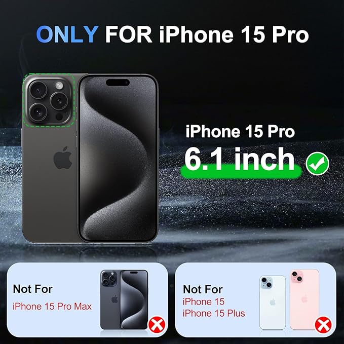 Beasyjoy for iPhone 15 Pro Case Waterproof, Metal Full Body Phone Case with Built-in Screen Protector, Military Grade Heavy Duty Defender Armor Shockproof Rugged Cover for iPhone 15 Pro 6.1", Black