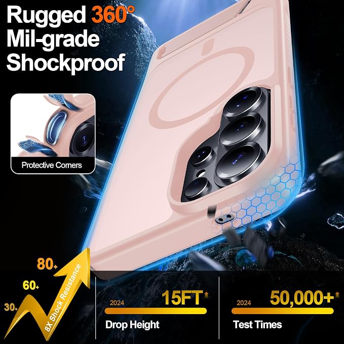 For Samsung Galaxy S26 Ultra Case with Kickstand,1*Screen Protector,[Compatible with Magsafe]Translucent Matte Military-Grade Protection,Magnetic Phone Case for Samsung Galaxy S26 Ultra,6.9"-Pink