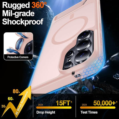 For Samsung Galaxy S26 Ultra Case with Kickstand,1*Screen Protector,[Compatible with Magsafe]Translucent Matte Military-Grade Protection,Magnetic Phone Case for Samsung Galaxy S26 Ultra,6.9"-Pink
