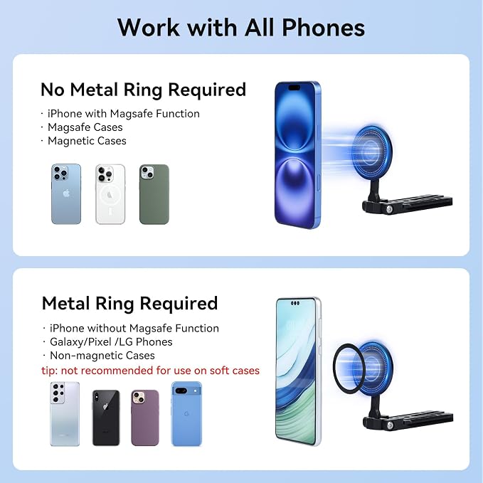 UTEBIT Magnetic Phone Tripod Stand for iPhone, Strong Magnet Foldable Cell Phone Stand for Vlog,Travel Essentials,MagSafe Compatible Pocket-Sized Tripod Phone Stand Compatible with iPhone 17 16 Series
