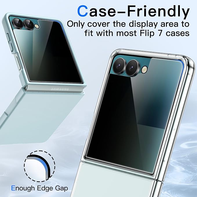JETech Front Privacy Screen Protector for Samsung Galaxy Z Flip 7, 2-Pack | Anti-Spy 9H Tempered Glass, Easy Installation Tool, Case-Friendly