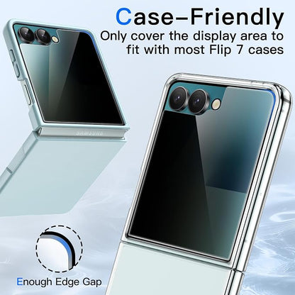 JETech Front Privacy Screen Protector for Samsung Galaxy Z Flip 7, 2-Pack | Anti-Spy 9H Tempered Glass, Easy Installation Tool, Case-Friendly