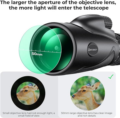K&F Concept 8-32X50 Zoom Monocular - High Power Dual Focus Prism Compact Monoculars for Kids Adults, with Phone Adapter, Low Light Night Vision, FMC Lens for Bird Watching Hunting Travel Camping Starg