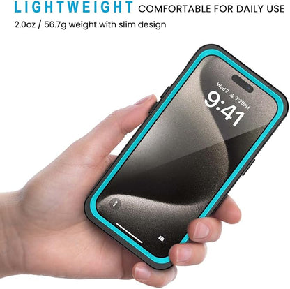 Lanhiem for iPhone 15 Pro Max Case, IP68 Waterproof Dustproof Shockproof Cases with Built-in Screen Protector, 360 Full Body Heavy Duty Rugged Phone Cover for iPhone 15 Pro Max - 6.7 inch (Blue)