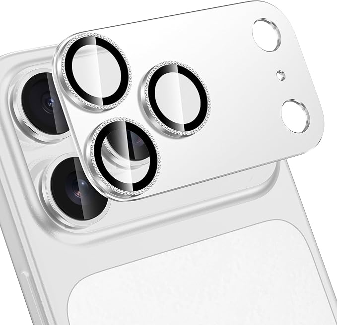 for iPhone 17 Pro Max Camera Lens Protector, [Military Grade Shatterproof] [Strong Adsorption] [Case Friendly] Full Coverage Metal Aluminum Alloy 9H Tempered Glass Camera Screen Cover, Color