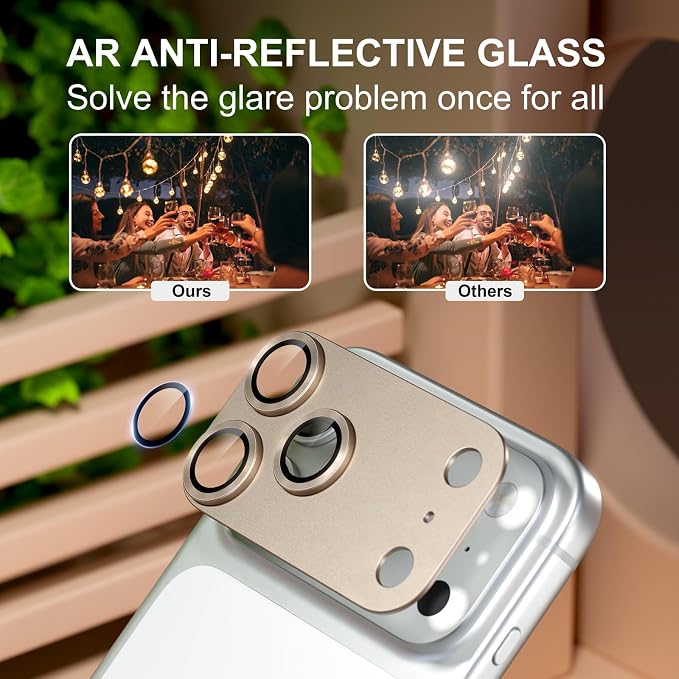 beuxece Compatible for iPhone 17 Pro Max Camera Lens Protector, Matte Metal Tempered Glass Rear Camera Screen Cover Accessories [Military Grade Shatterproof] [Strong Adsorption] - Gray