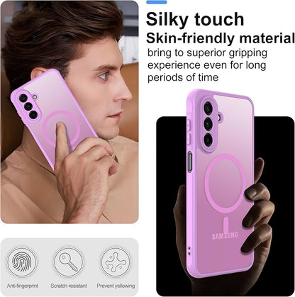 Compatible for Samsung Galaxy A17 5G Phone Case: A17 Case [Mag-Safe Fit] with 2PC Tempered Glass Screen Protector,Matte Translucent Soft-Touch Skin/Full Body Protection for Cell Phone A 17 Cover,Pink