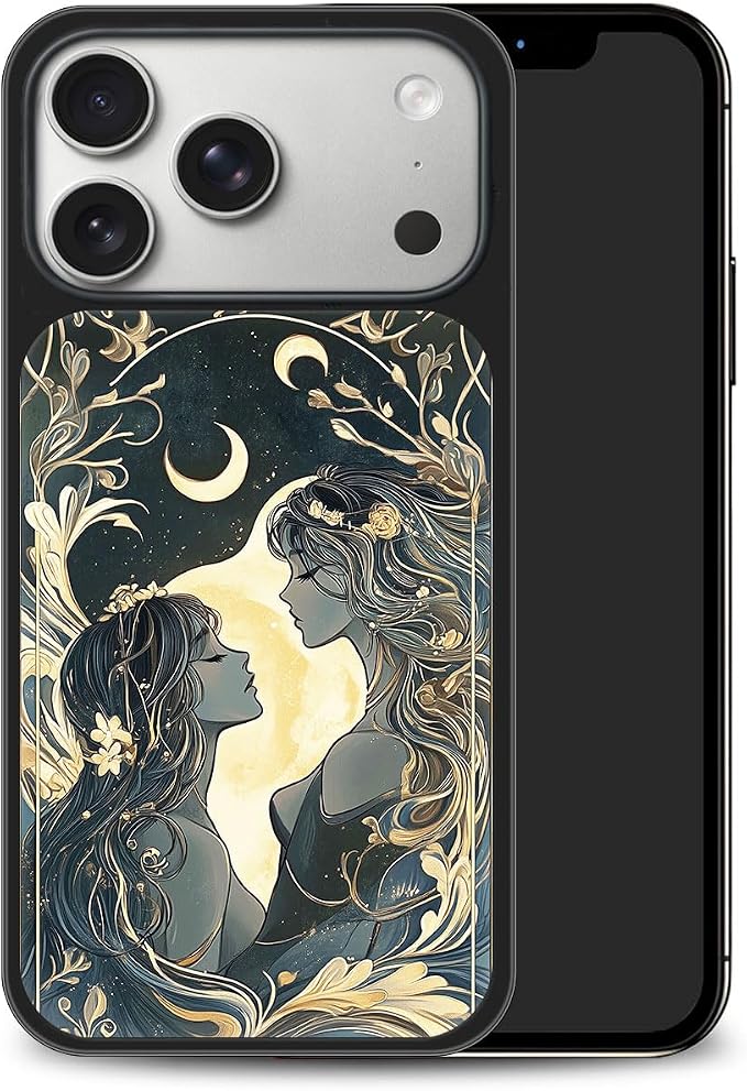 Constellation Series - Gemini Designs Magnetic for iPhone 17 pro Case, Tarot Style Model Glass Phone Cover, Compatible with Magsafe - fits iPhone 17 pro Case for Women